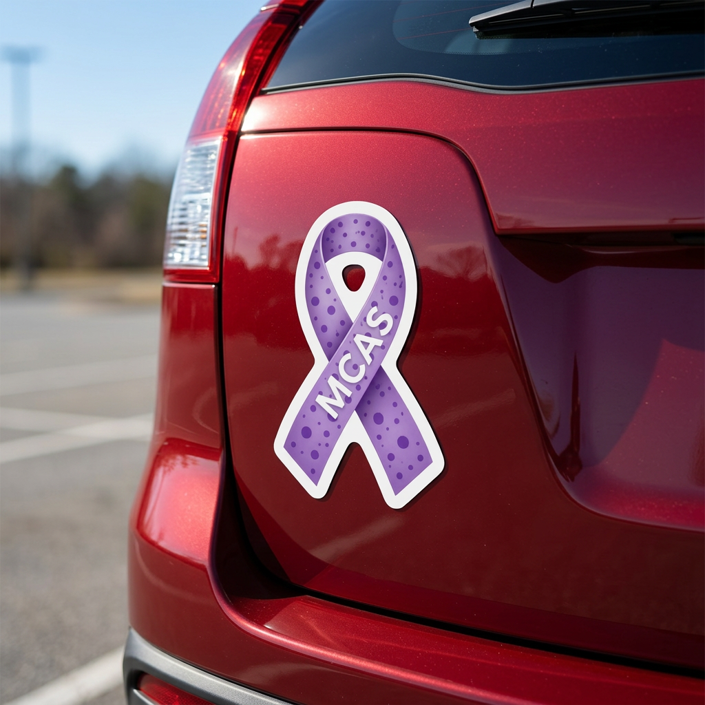 MCAS Awareness Ribbon Magnet | Purple Polka Dot Car Decal