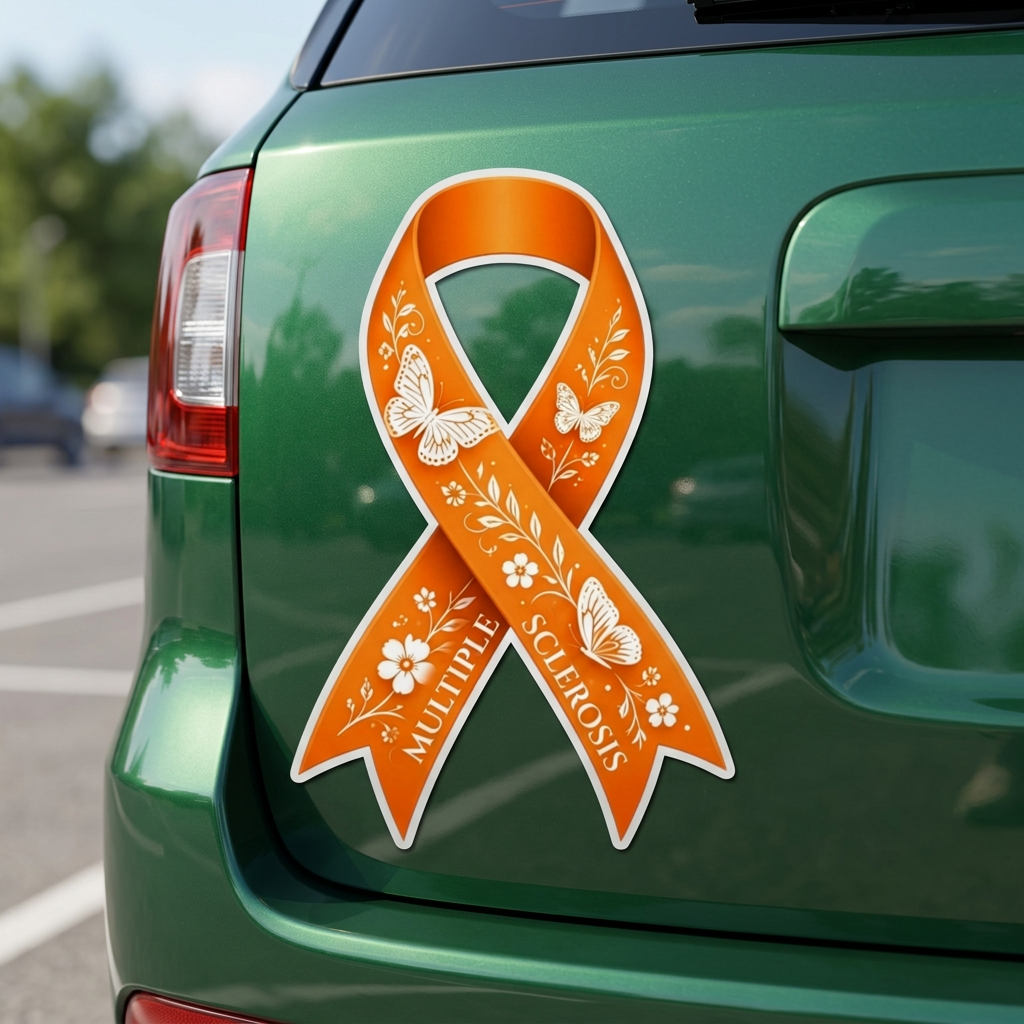 Multiple Sclerosis Awareness Ribbon Magnet | Orange MS Decal