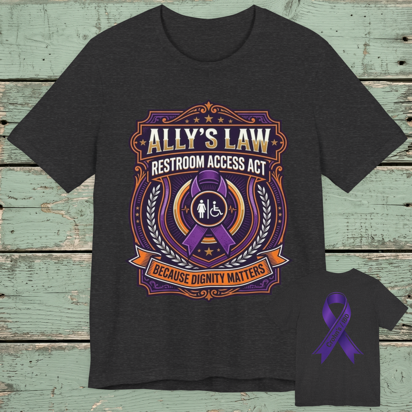 Crohn’s & IBD Awareness Tee - Ally's Law / Crohn's/IBD Ribbon T Shirt