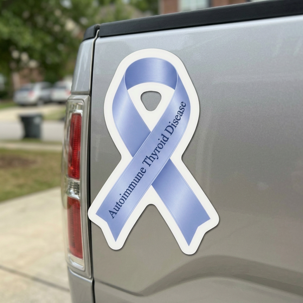 Autoimmune Thyroid Awareness Ribbon Magnet | Blue Autoimmune Car Decal
