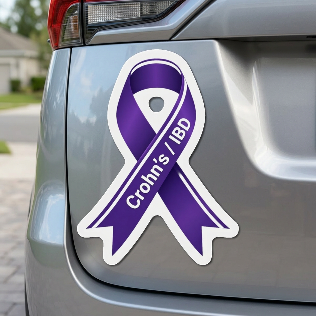 Crohn's / IBD Awareness Ribbon Magnet | Purple Car Decal