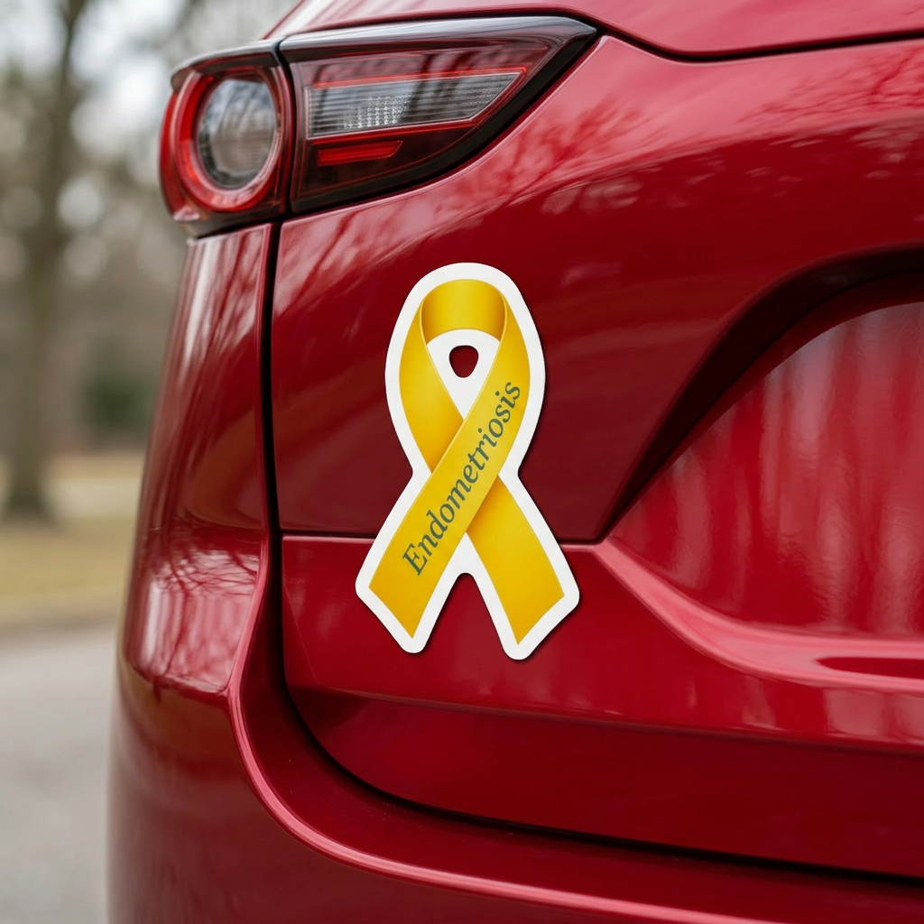 Endometriosis Awareness Ribbon Magnet | Yellow Endo Decal
