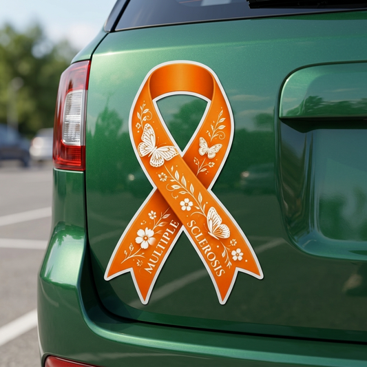 Multiple Sclerosis Awareness Ribbon Magnet | Orange MS Decal