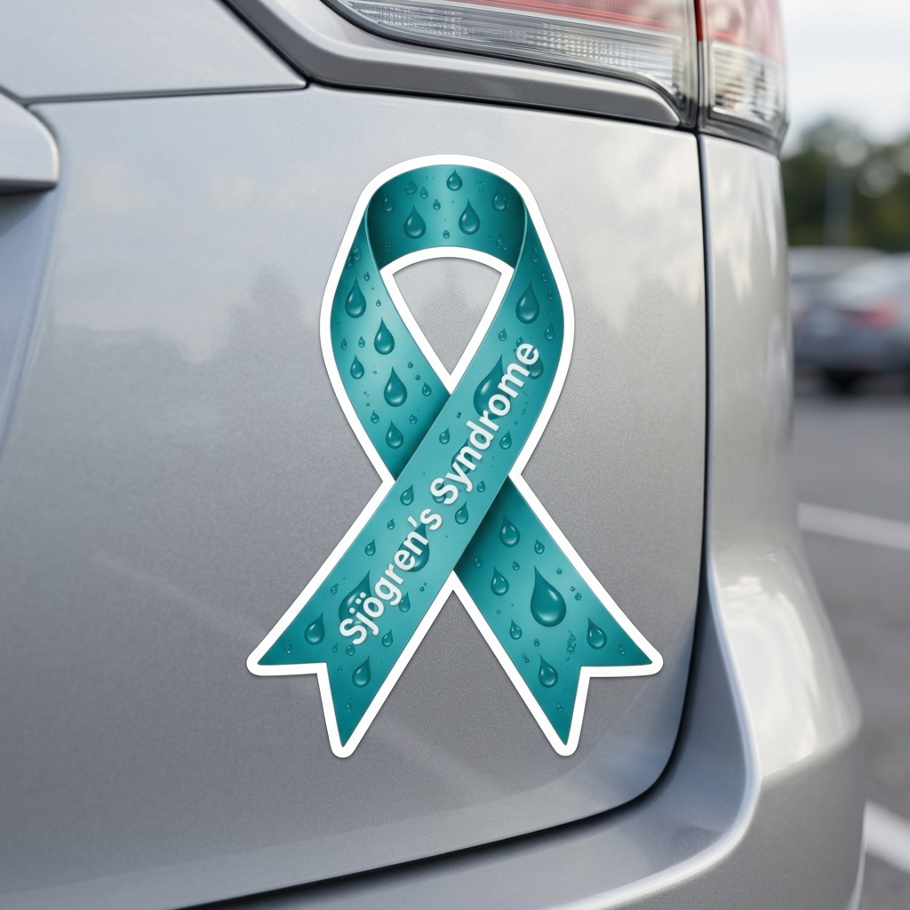 Sjögren's Awareness Ribbon Magnet | Teal Water Droplet Decal