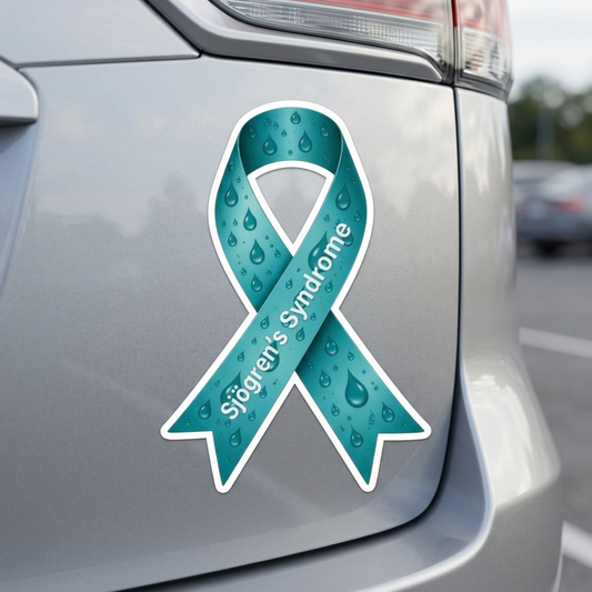 Sjögren's Awareness Ribbon Magnet | Teal Water Droplet Decal