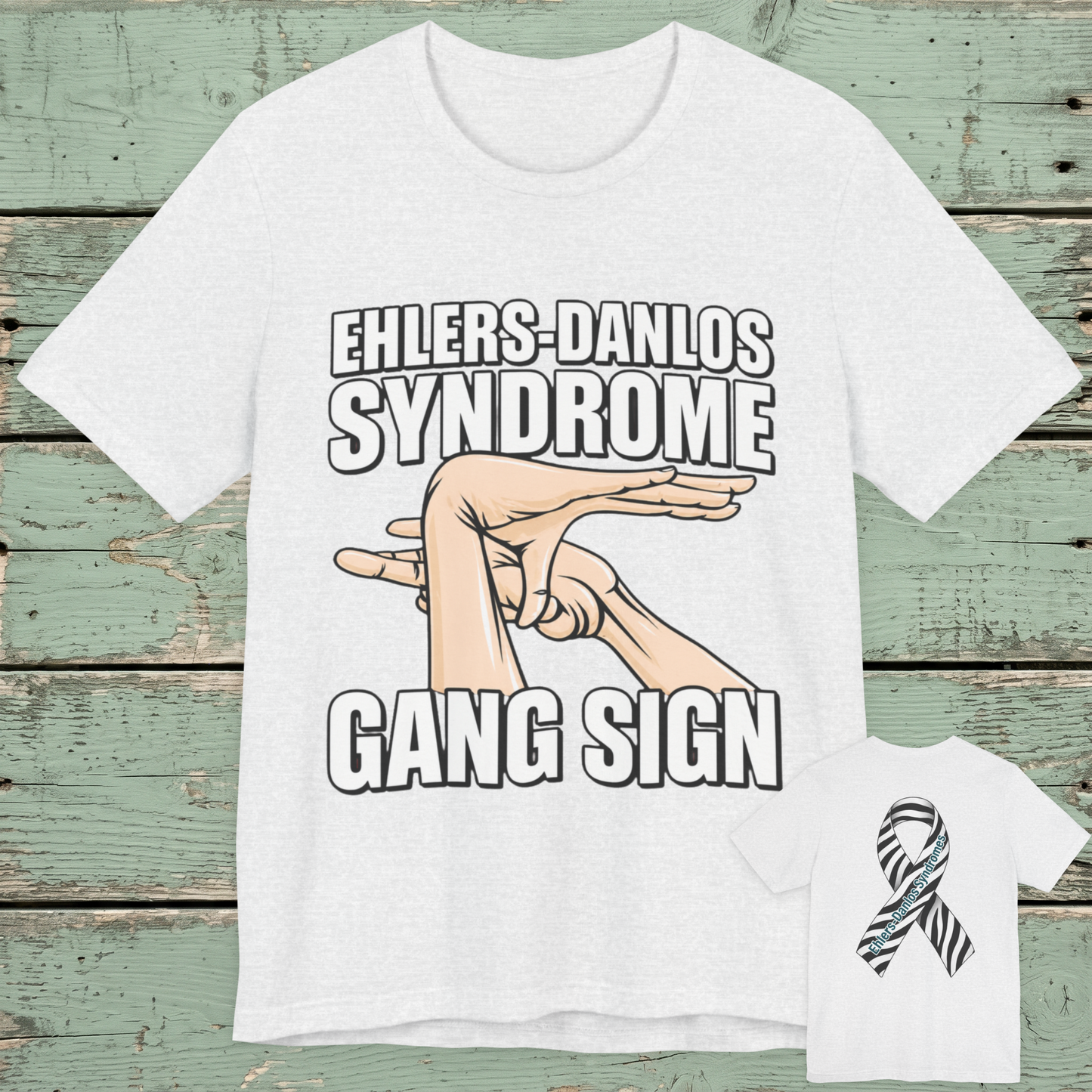 Ehlers-Danlos Syndrome Awareness Tee — 'Gang Sign' Ribbon T-Shirt