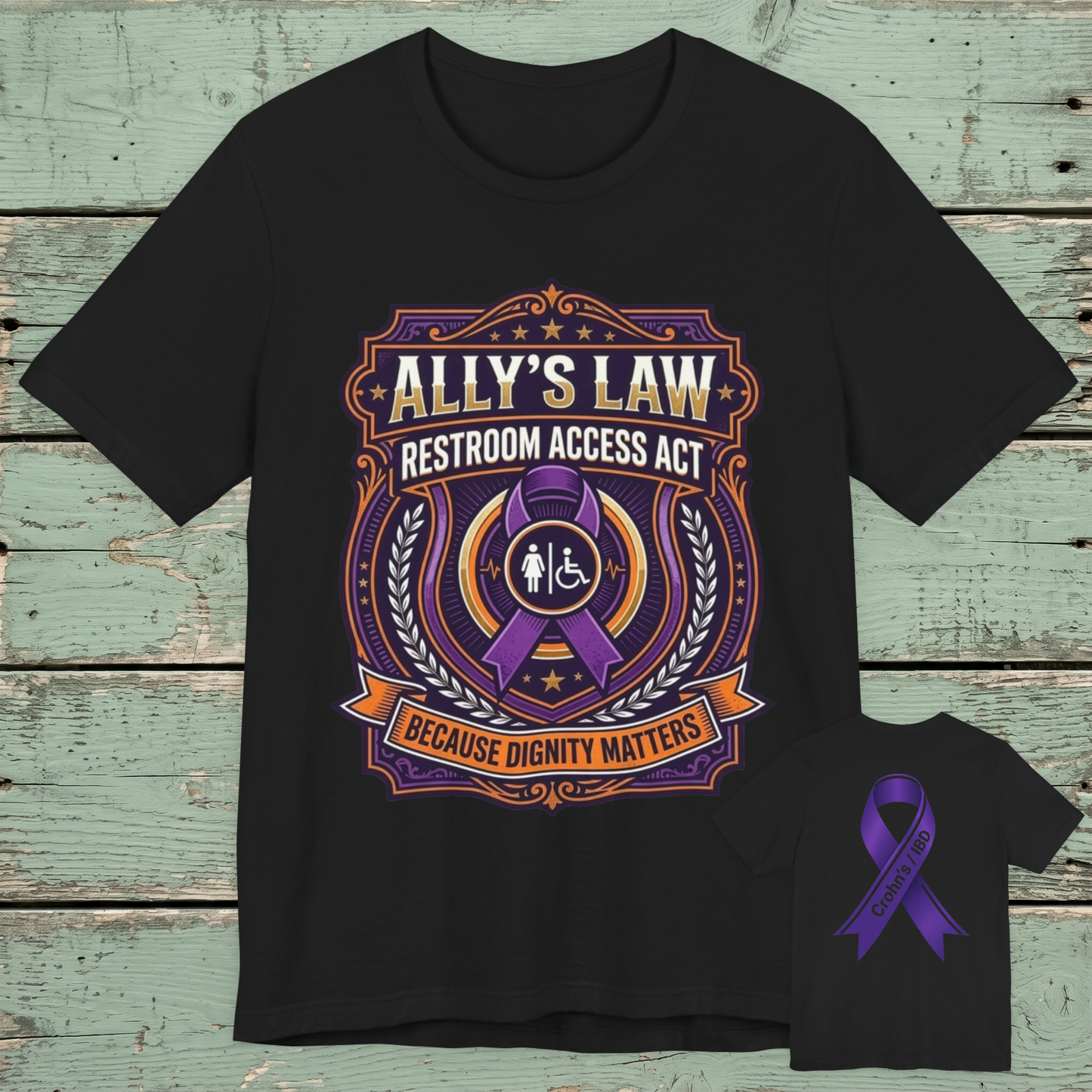 Crohn’s & IBD Awareness Tee - Ally's Law / Crohn's/IBD Ribbon T Shirt