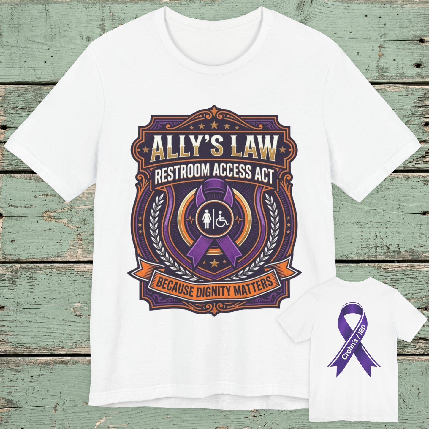 Crohn’s & IBD Awareness Tee - Ally's Law / Crohn's/IBD Ribbon T Shirt