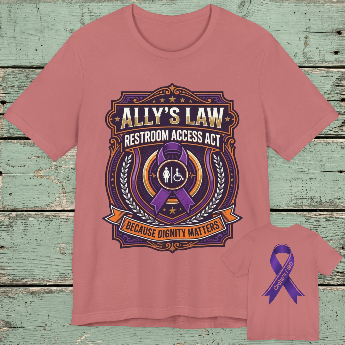 Crohn’s & IBD Awareness Tee - Ally's Law / Crohn's/IBD Ribbon T Shirt