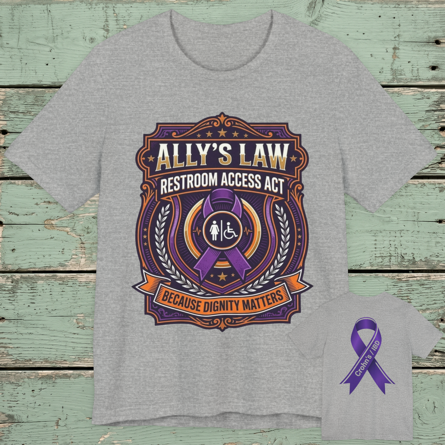 Crohn’s & IBD Awareness Tee - Ally's Law / Crohn's/IBD Ribbon T Shirt