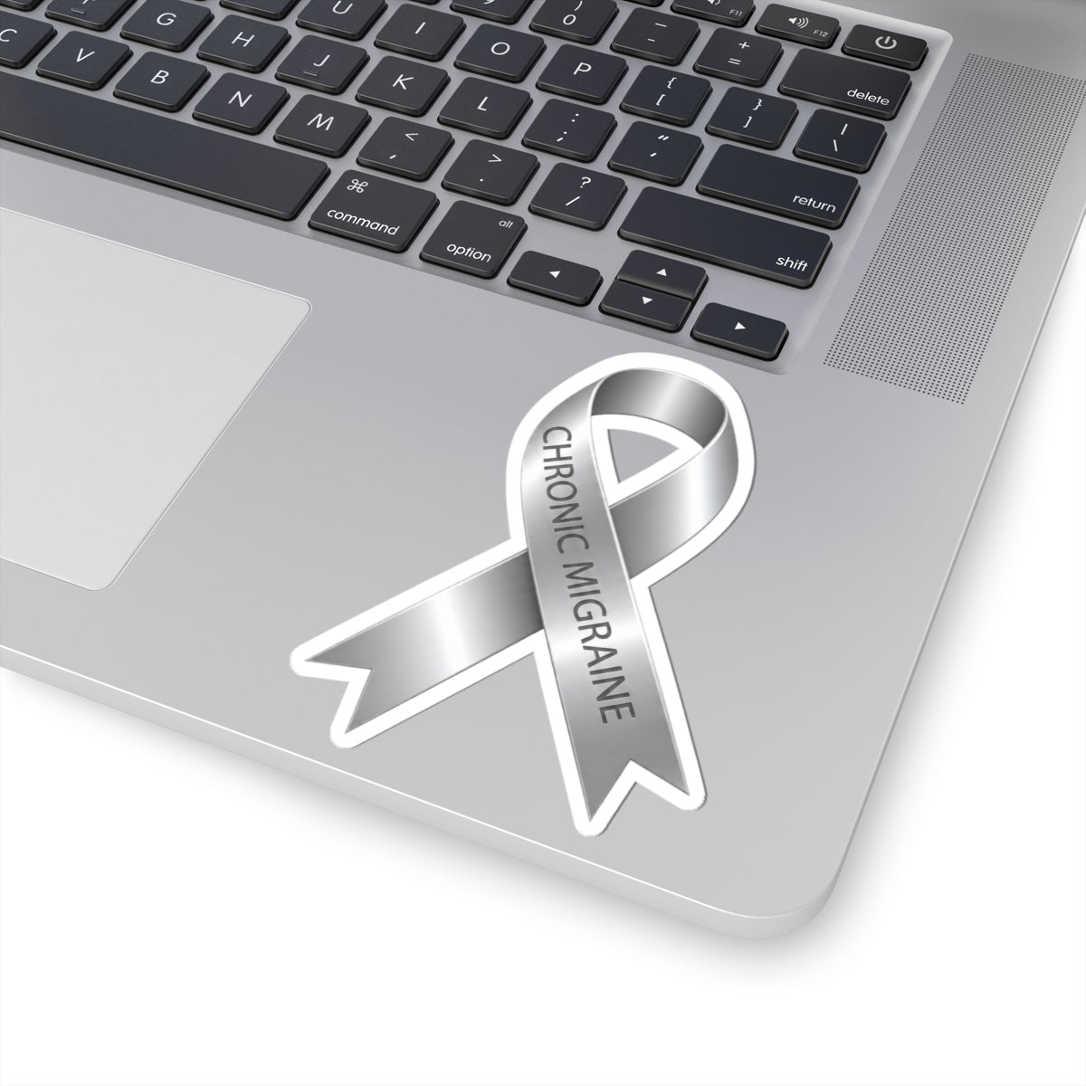 Chronic Migraine Awareness Ribbon Sticker | Silver Decal