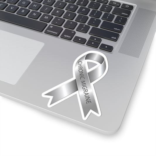 Chronic Migraine Awareness Ribbon Sticker | Silver Decal